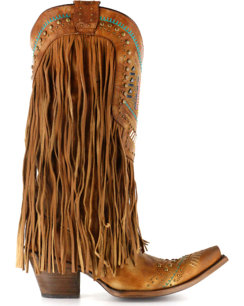 Corral Women's Aztec & Fringe Snip Toe Western Boots | Boot Barn