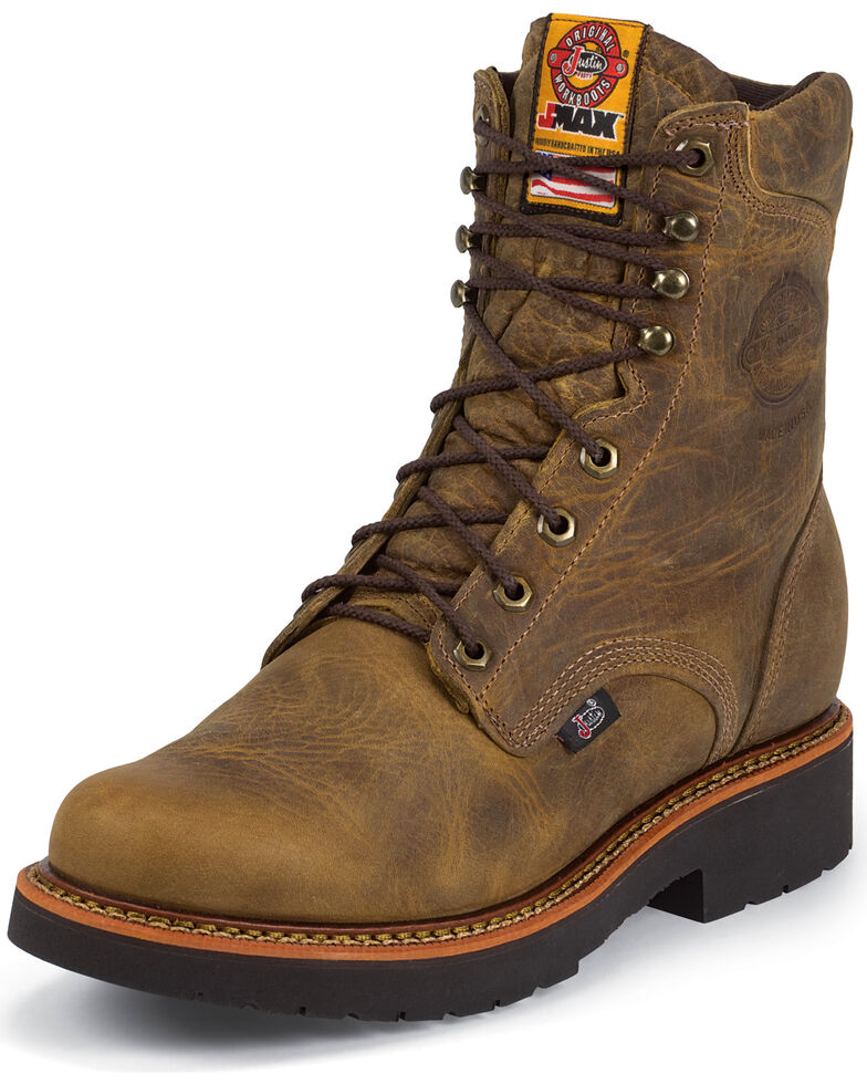 justin men's rugged tan stampede steel toe work boots