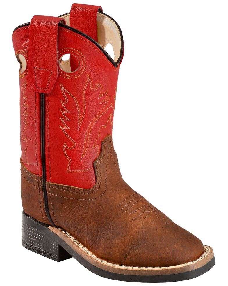 Old West Toddler Boys' Orange Cowboy Boots Square Toe Boot Barn