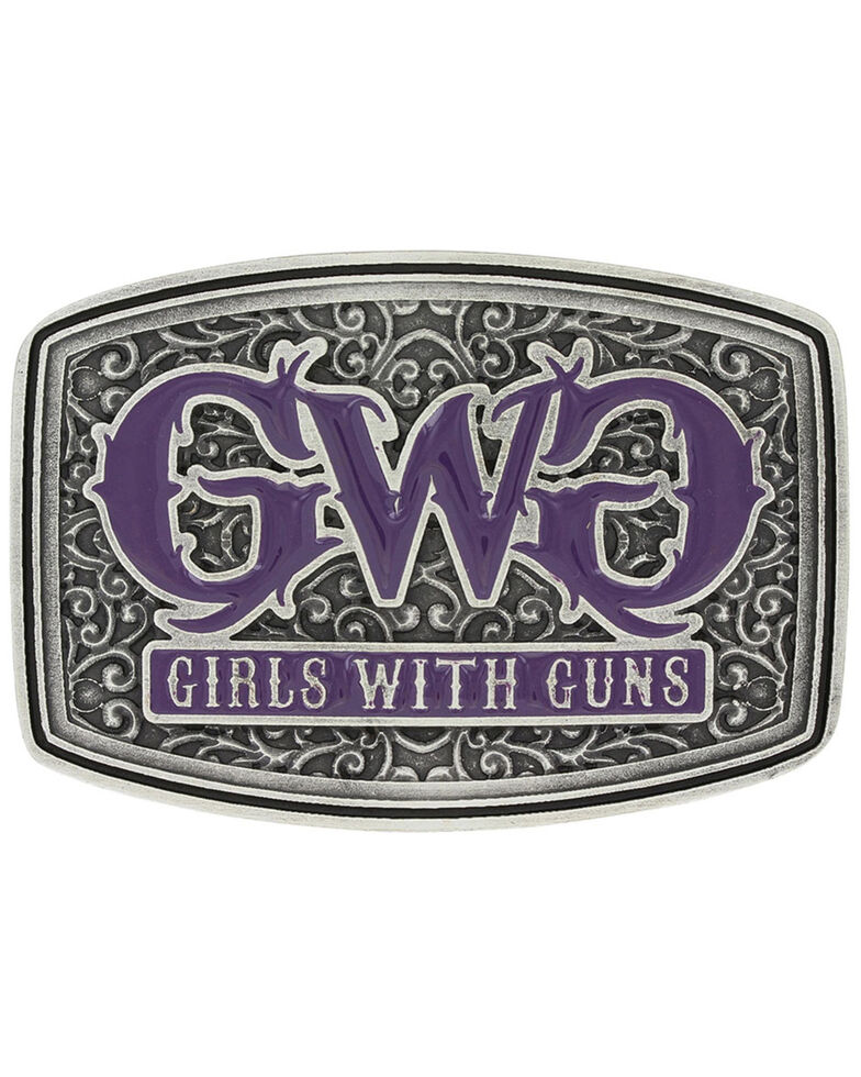 Montana Silversmiths Women&#39;s Silver Girls With Guns Belt Buckle | Boot Barn