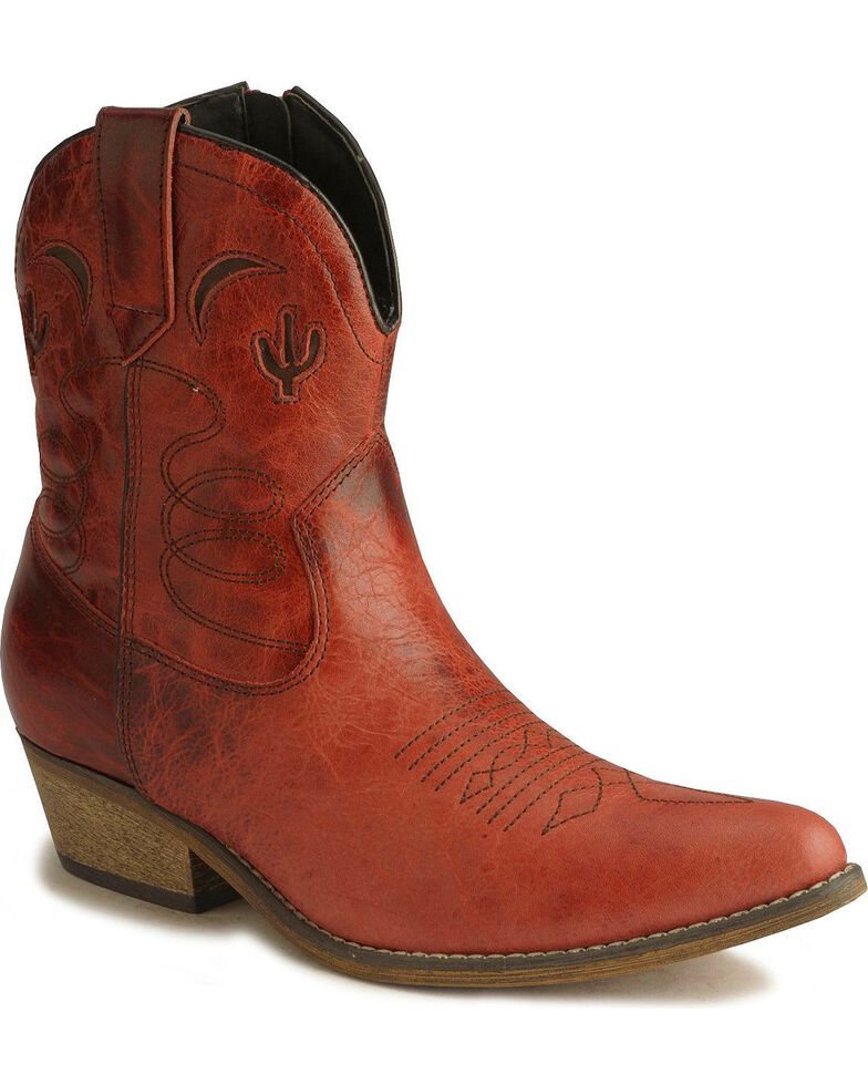 dingo adobe rose women's distressed western ankle boots