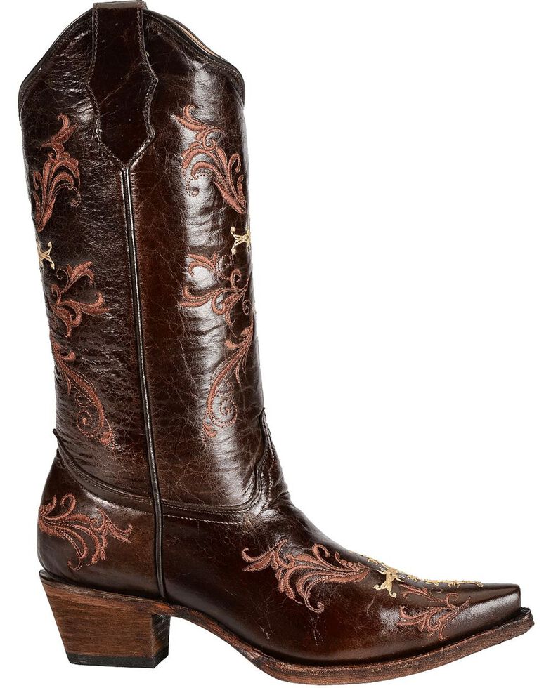 cognac western booties