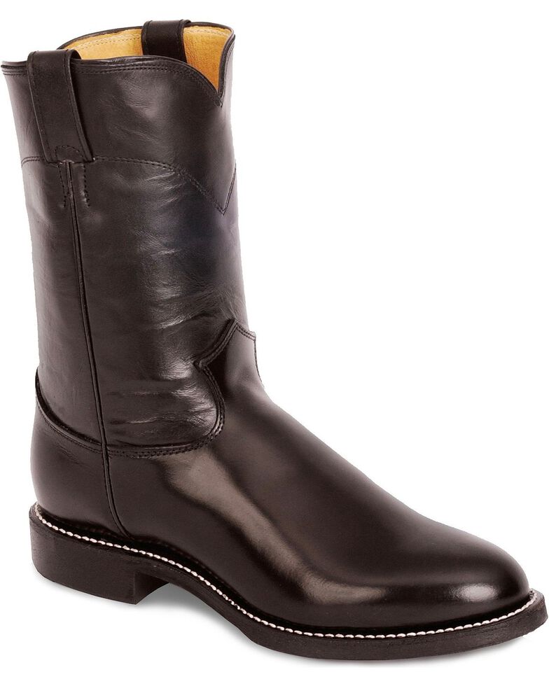 mens roper boots black