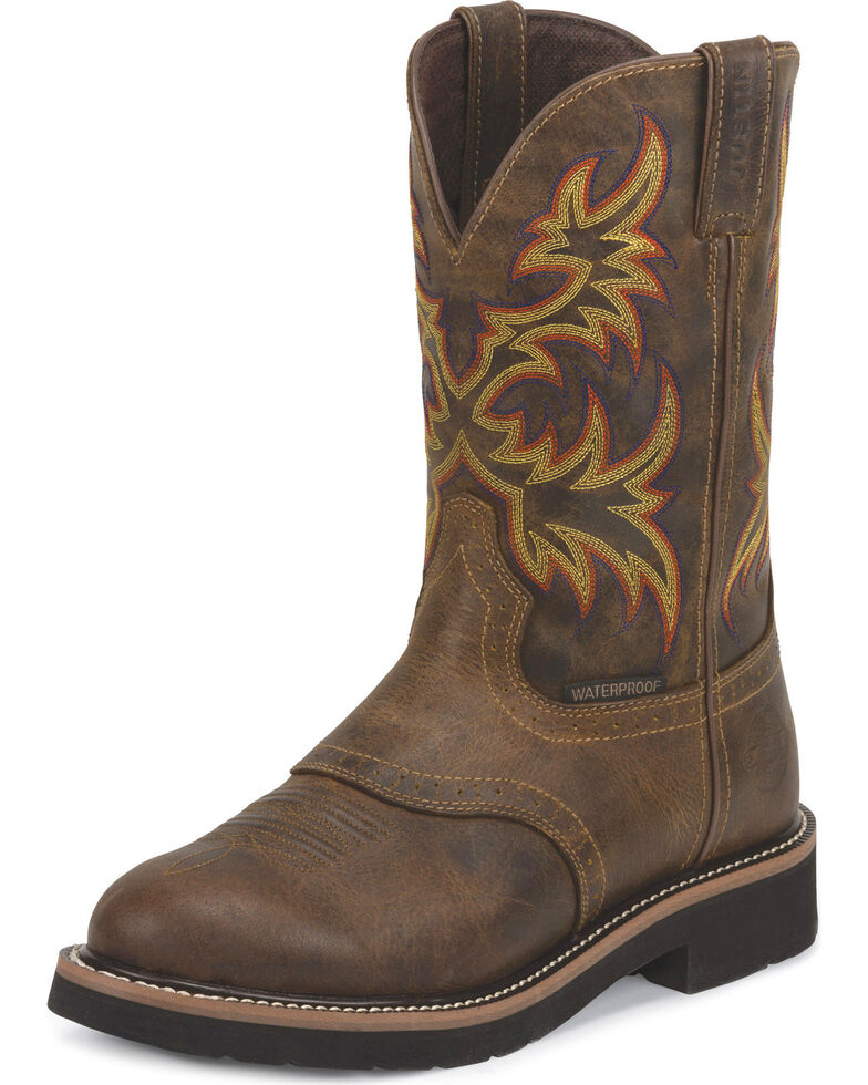 justin men's stampede waterproof work boots