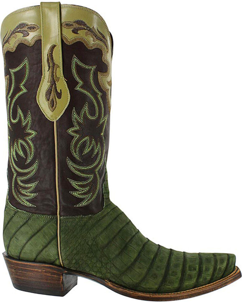 Lucchese Men's Caiman and Suede Western Boots Boot Barn