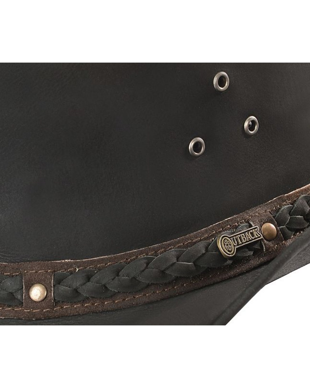 Outback Trading Co. Black Wagga Wagga UPF50 Sun Protection Leather Hat