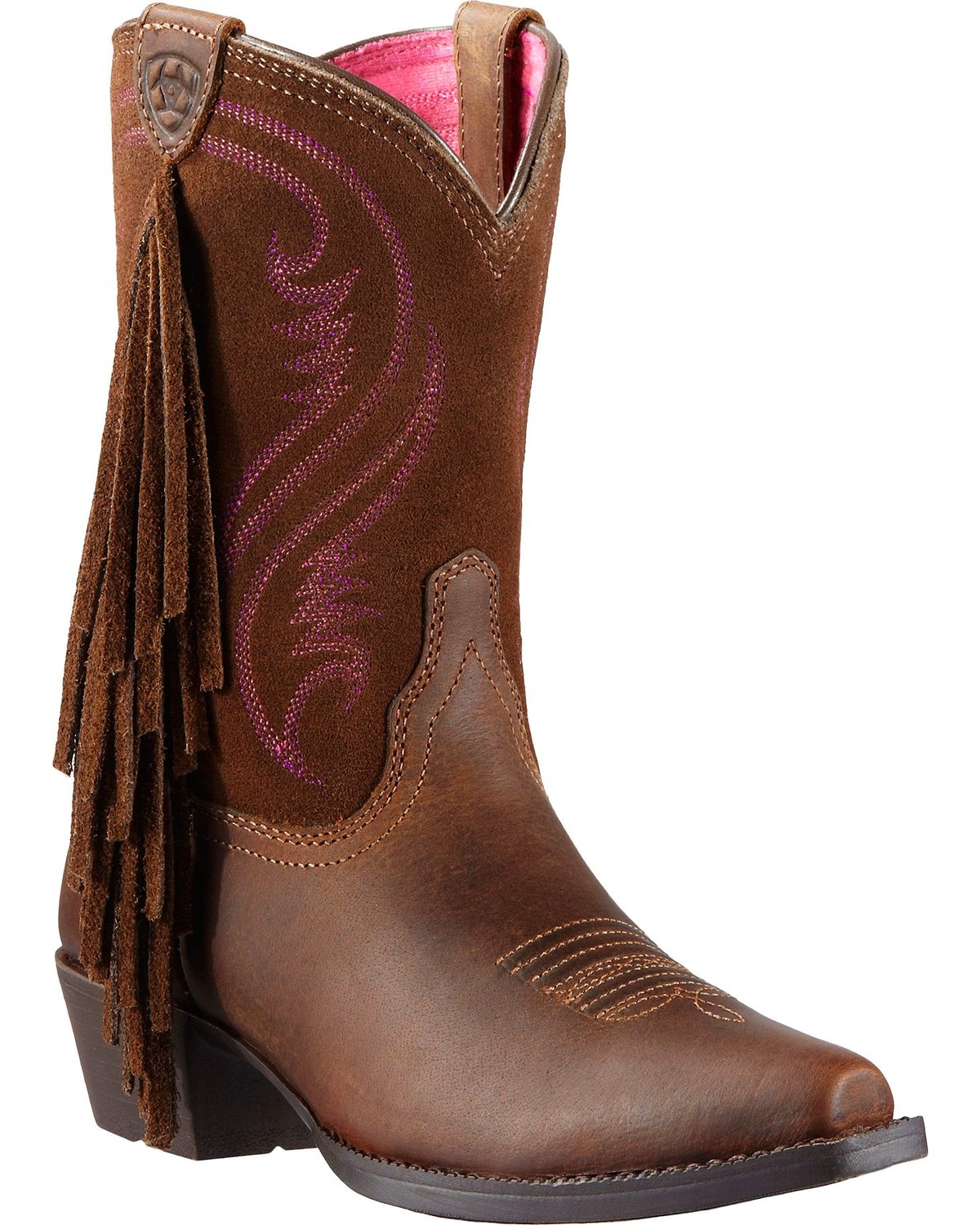 Ariat Youth Girls' Fancy Fringe Cowgirl Boots Snip Toe Boot Barn