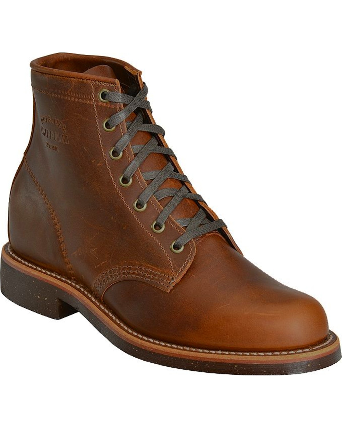 heeled leather utility boots