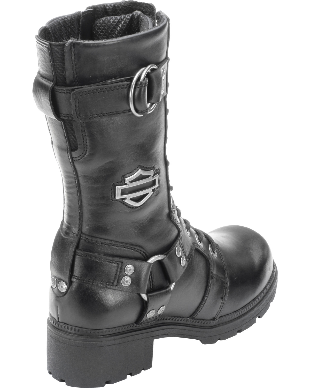 black patent chunky lace up biker boots