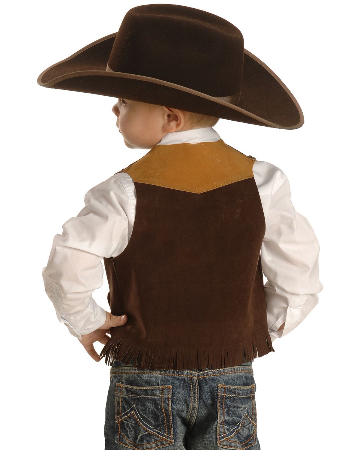M & F Western Boys' Brown Faux Suede Cowboy Vest Boot Barn