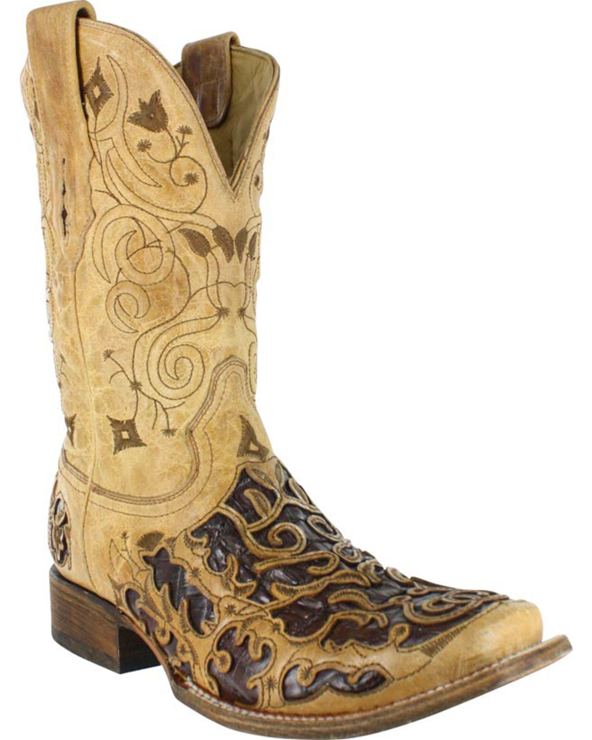 Corral Men's Square Toe Caiman Inlay Exotic Boots | Boot Barn