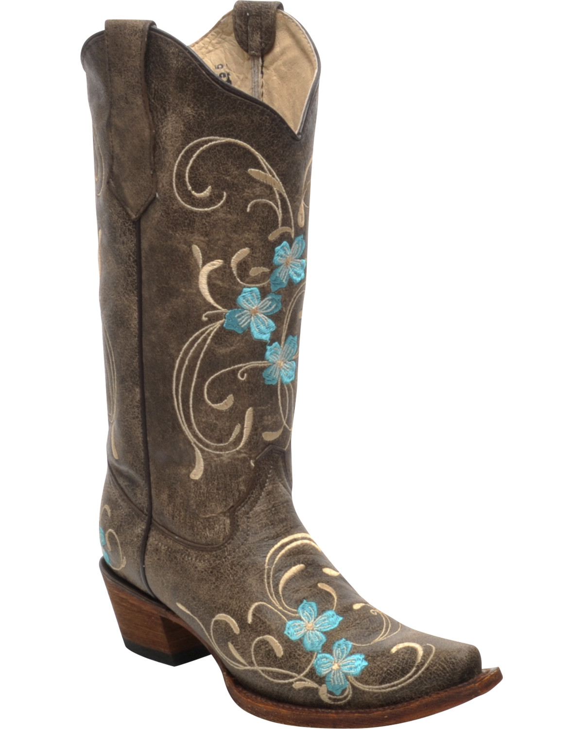 Corral Women's Cowhide Floral Western Boots Boot Barn
