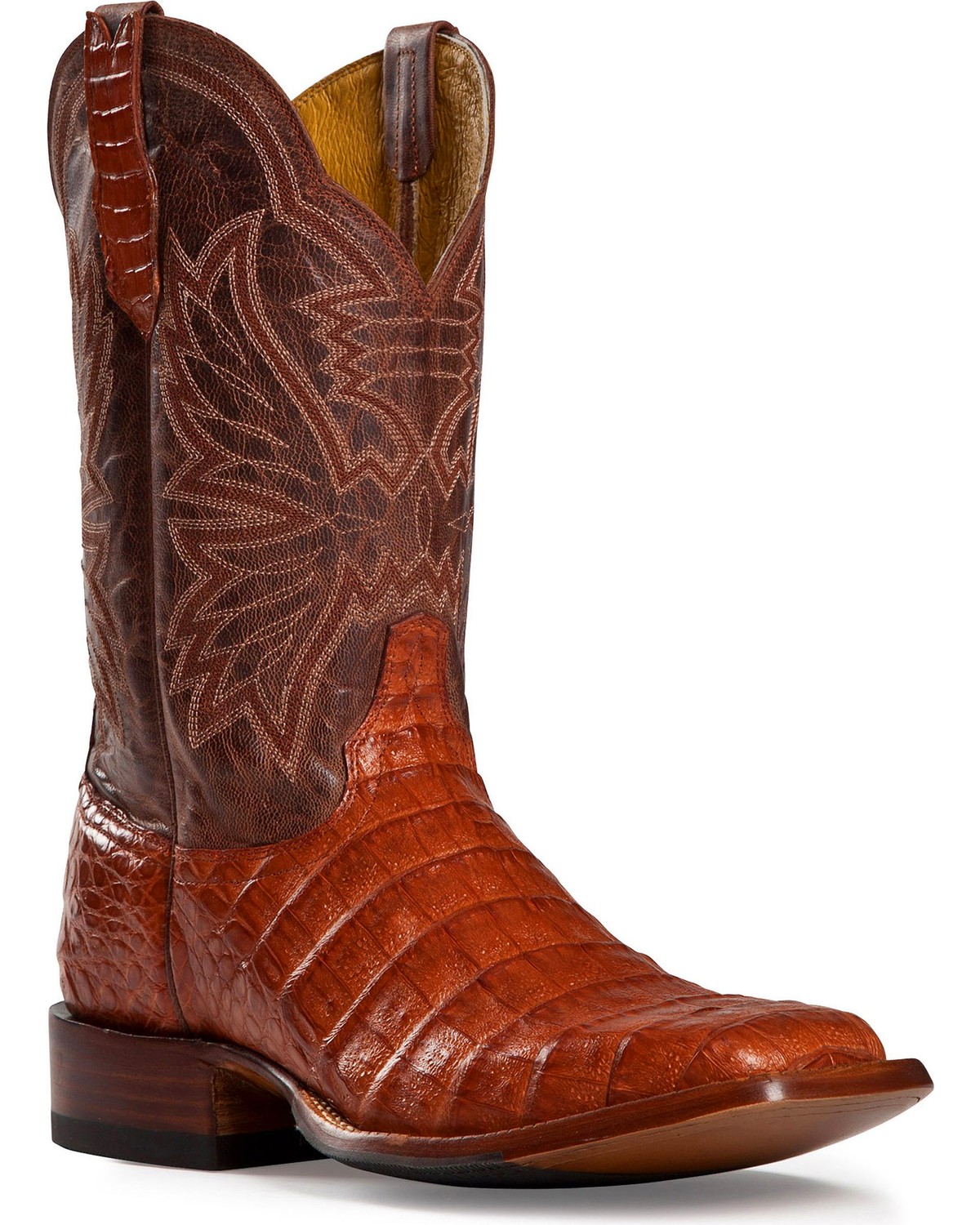 Cinch Classic Cognac Caiman Belly Mad Dog Cowboy Boots Square Toe