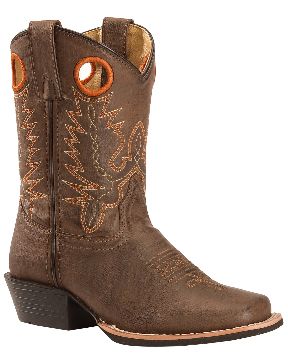 Swift Creek Youth Boys' Brown Pull Hole Cowboy Boots Square Toe