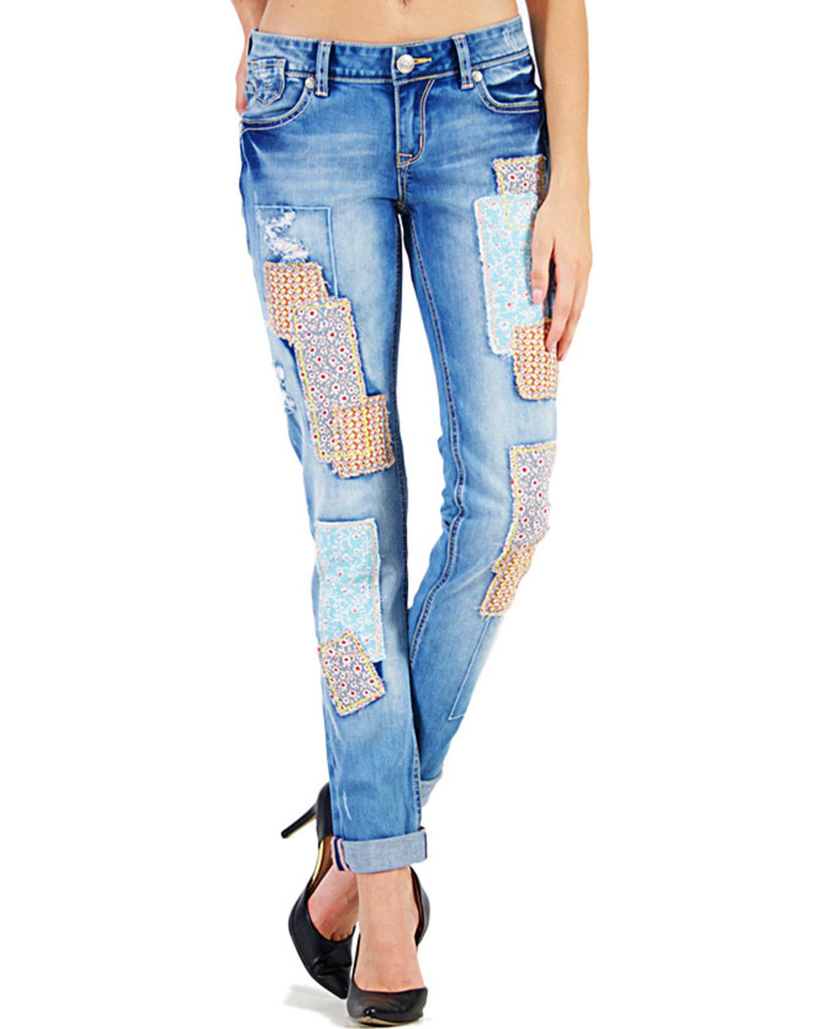 patched ripped jeans womens
