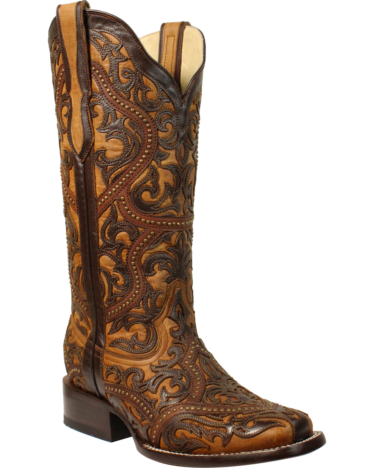 womens brown square toe cowboy boots