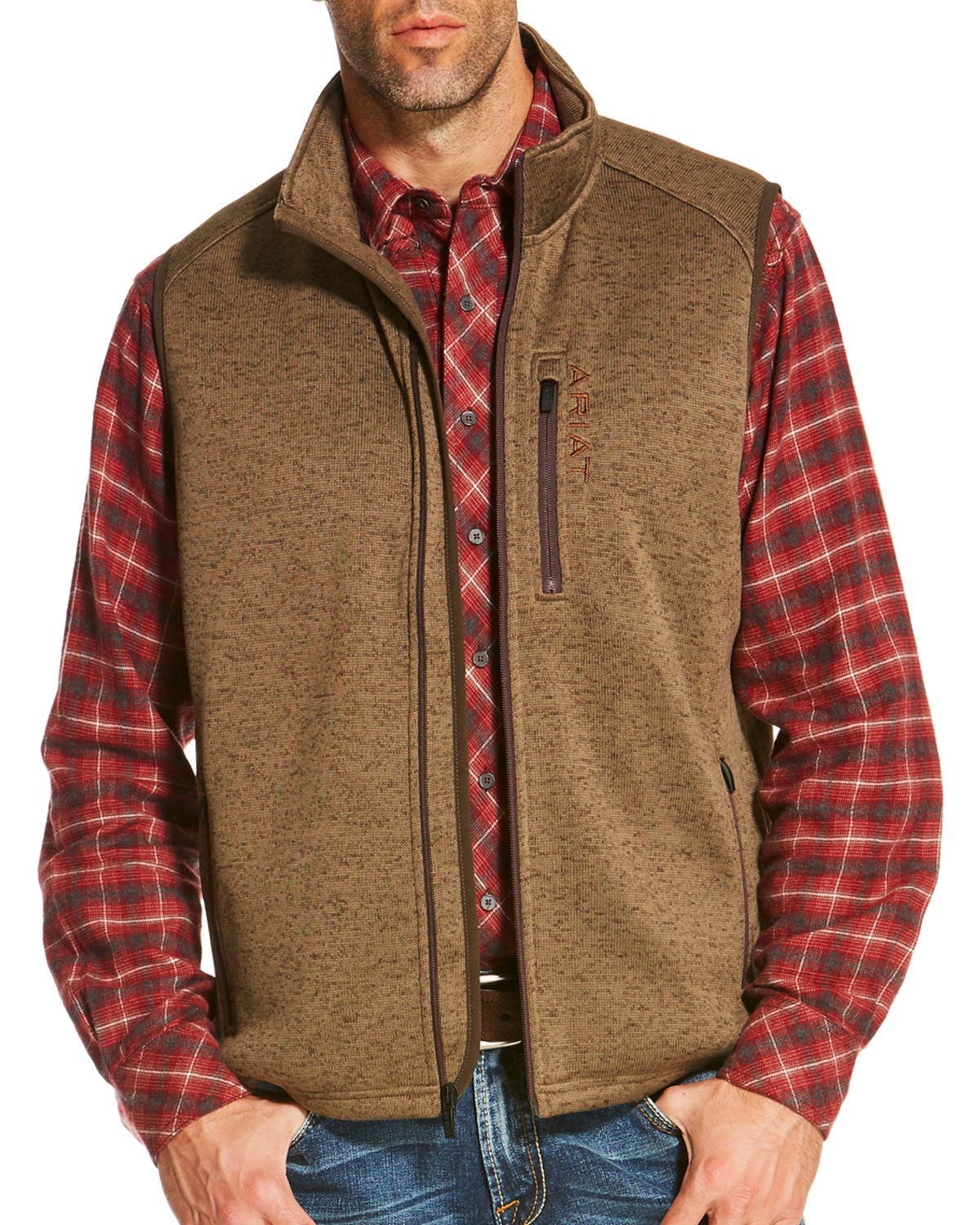 Ariat Men's Light Brown Caldwell Full Zip Vest Boot Barn