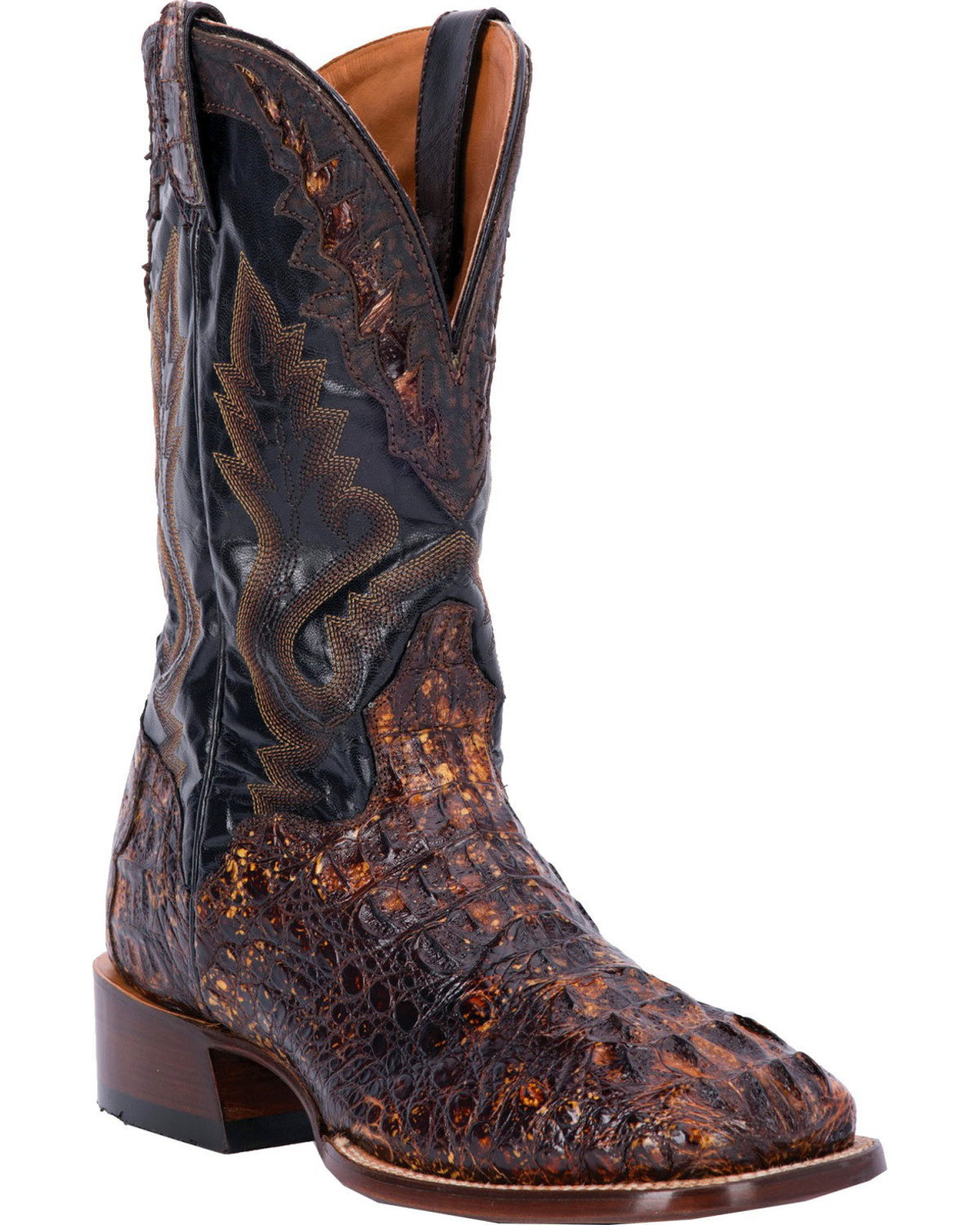 el dorado men's handmade western rattlesnake cowboy boots square toe
