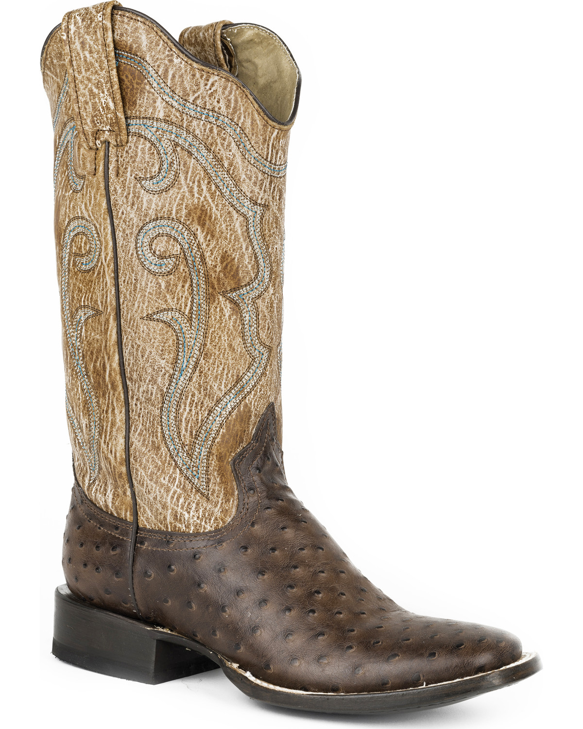 Roper Women's Brown Faux Ostrich Western Boots - Square Toe | Boot Barn