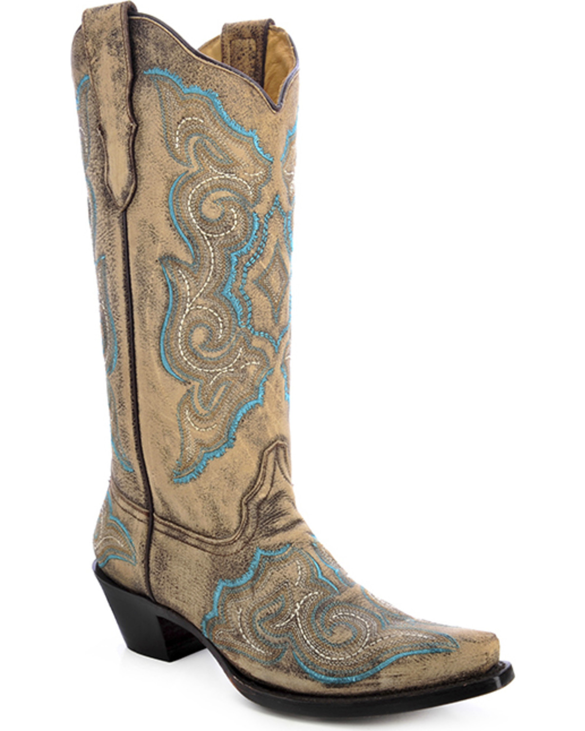 distressed women's cowboy boots
