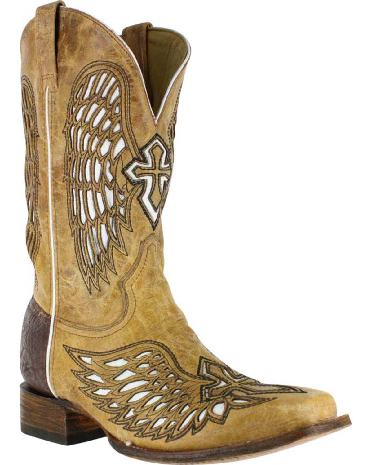 Corral Men's Square Toe Wing and Cross Inlay Western Boots Boot Barn