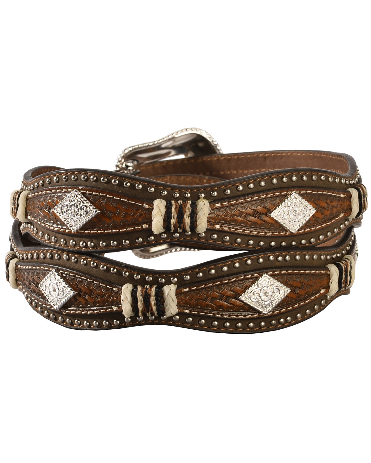 Nocona Scalloped Basketweave Concho Western Belt Boot Barn