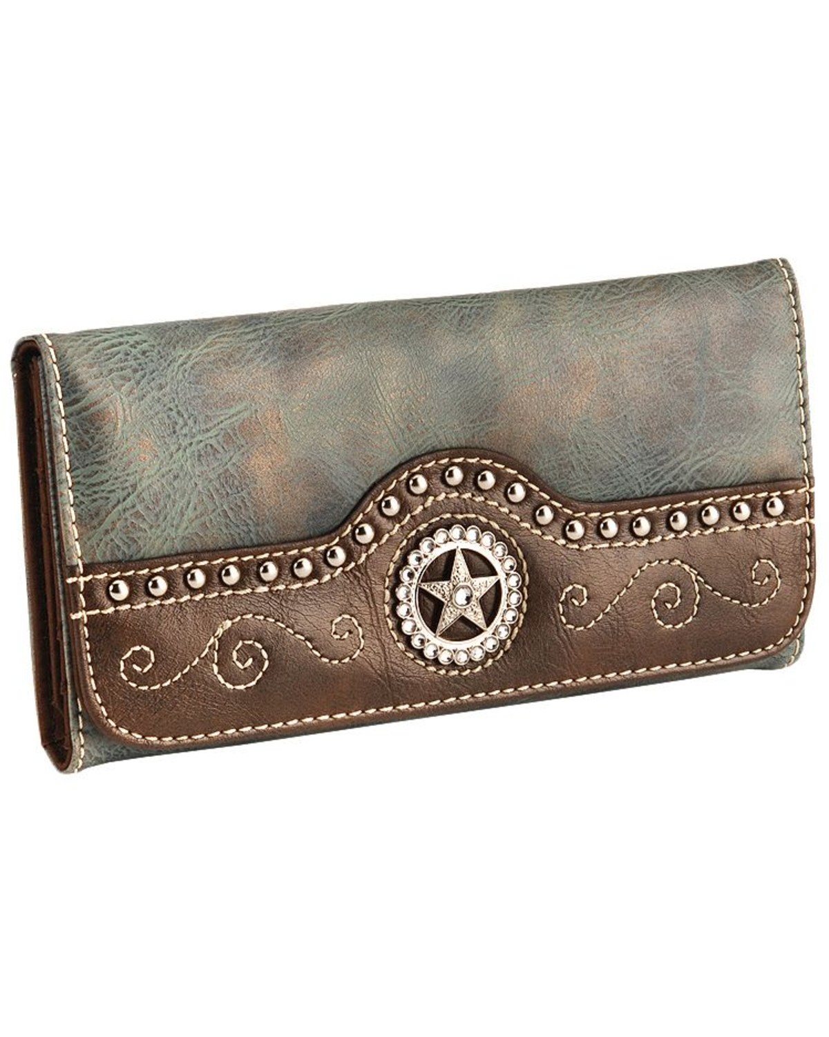 M&F Women's Blazin Roxx Star and Stud Trifold Wallet Boot Barn