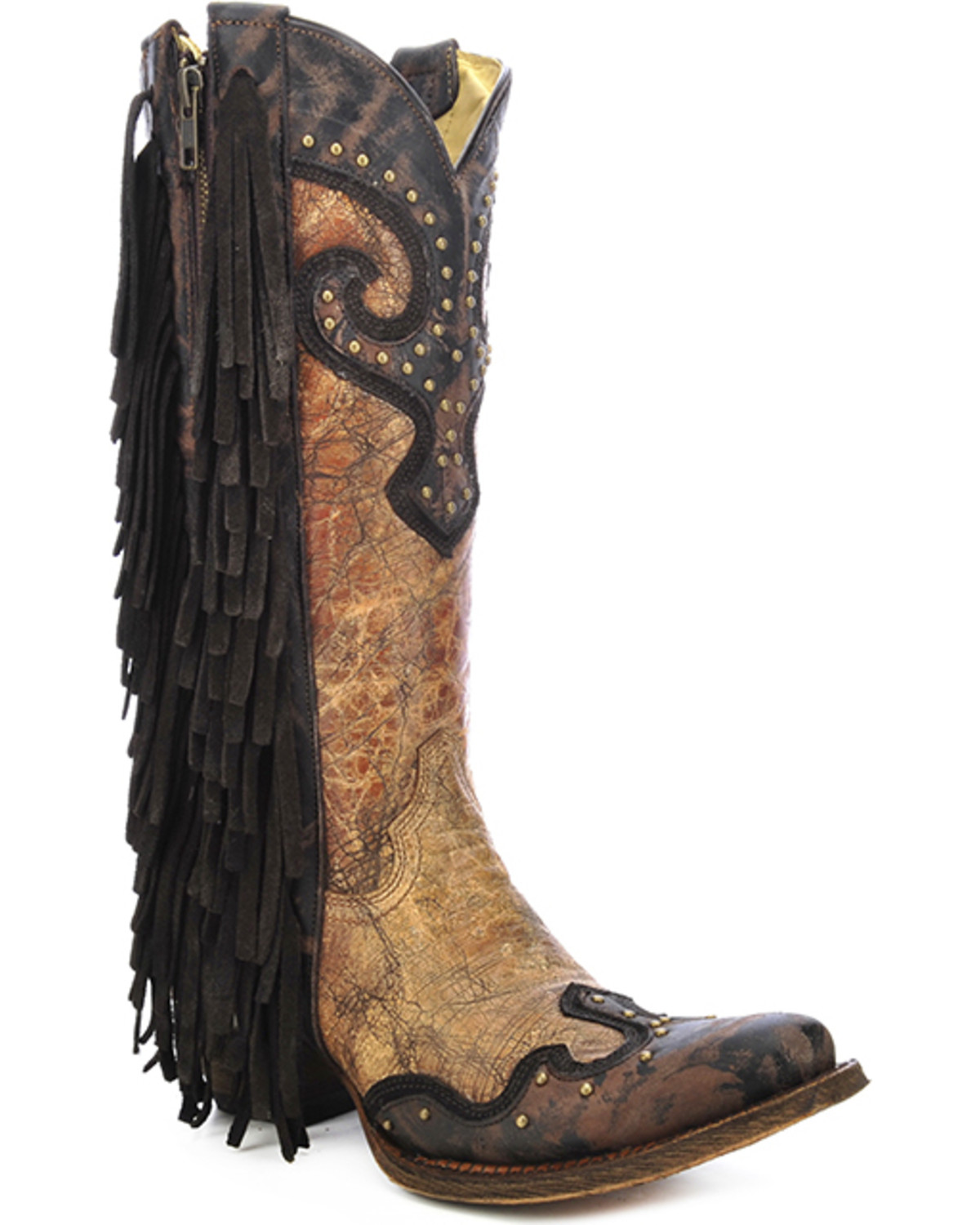 Corral Women's Studded Fringe Western Boots Boot Barn