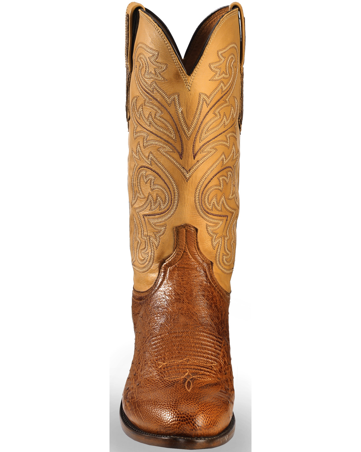 Lucchese Men's Handmade Light Brown Nathan Smooth Ostrich Boots - Round