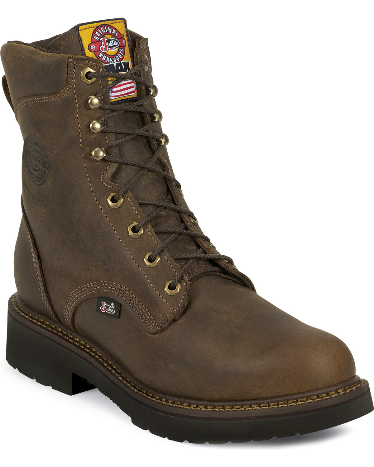 Justin Men's JMax Rugged Gaucho 8" LaceUp Work Boots Boot Barn
