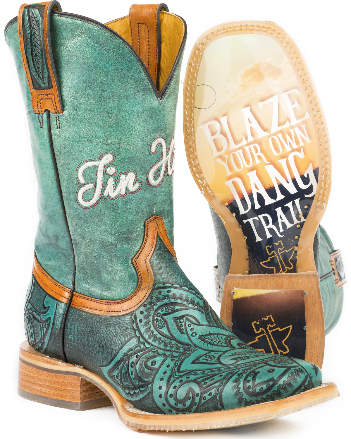 Tin Haul Women's Paisley Too Blazing Trail Cowgirl Boots Square Toe