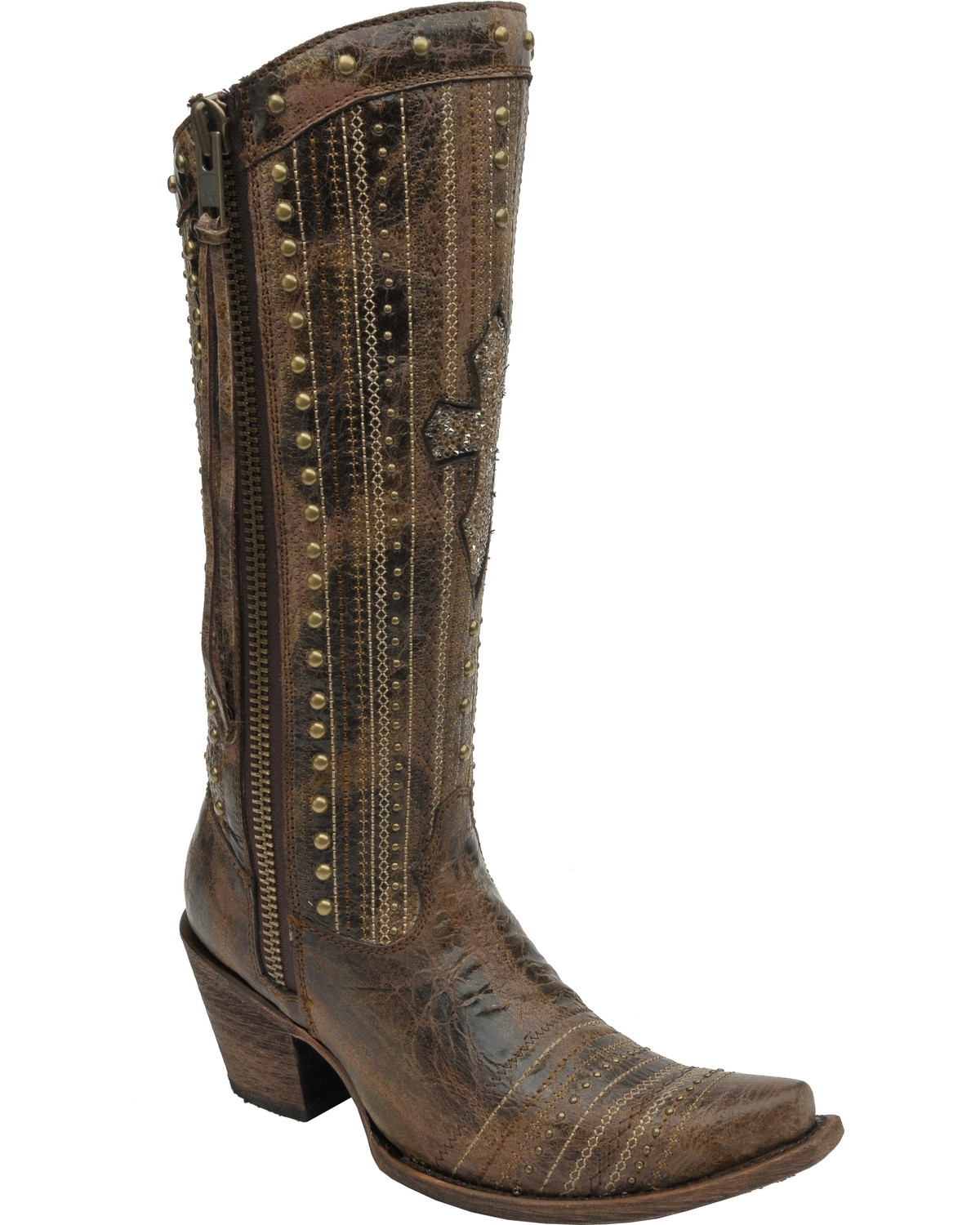Corral Boots Women's Crystal Cross and Studs Western Boots | Boot Barn