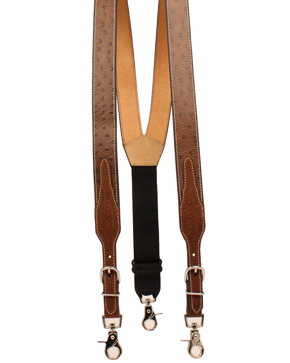 Nocona Men's Leather Ostrich Print Suspenders Boot Barn