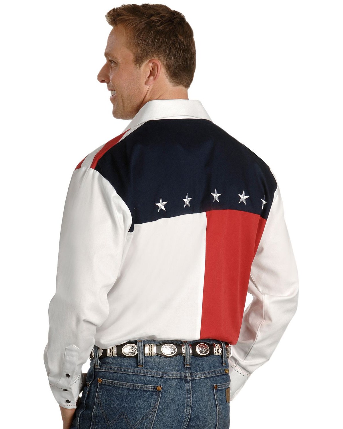 Scully Patriotic American Flag Colorblock Western Shirt Big & Tall