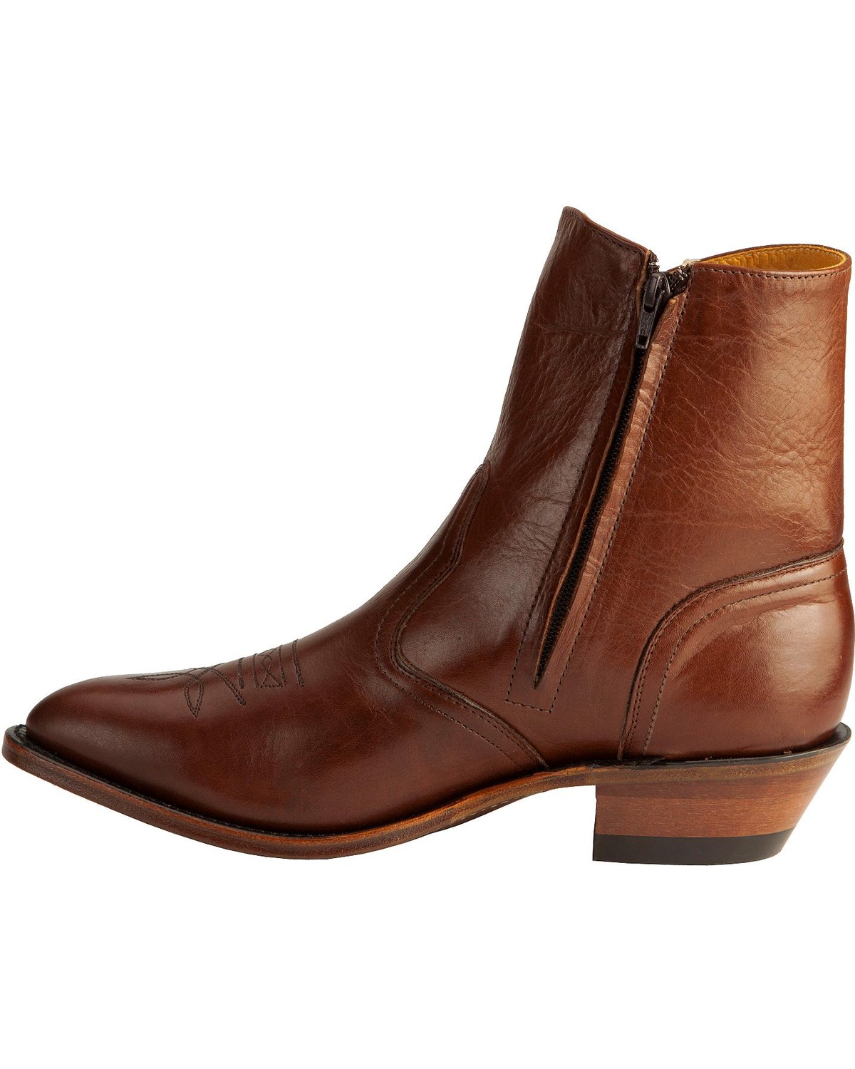 mens brown boots with side zip