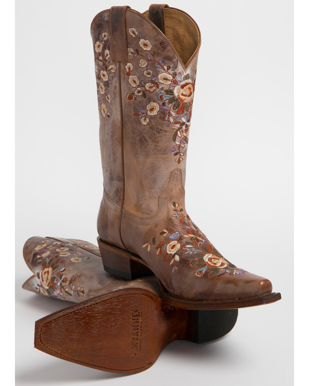 brown embroidered boots