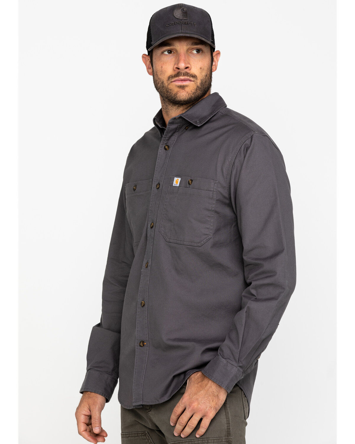 Image #3 - Carhartt Men's Rugged Flex® Rigby Long Sleeve Work Shirt, Grey, hi-res