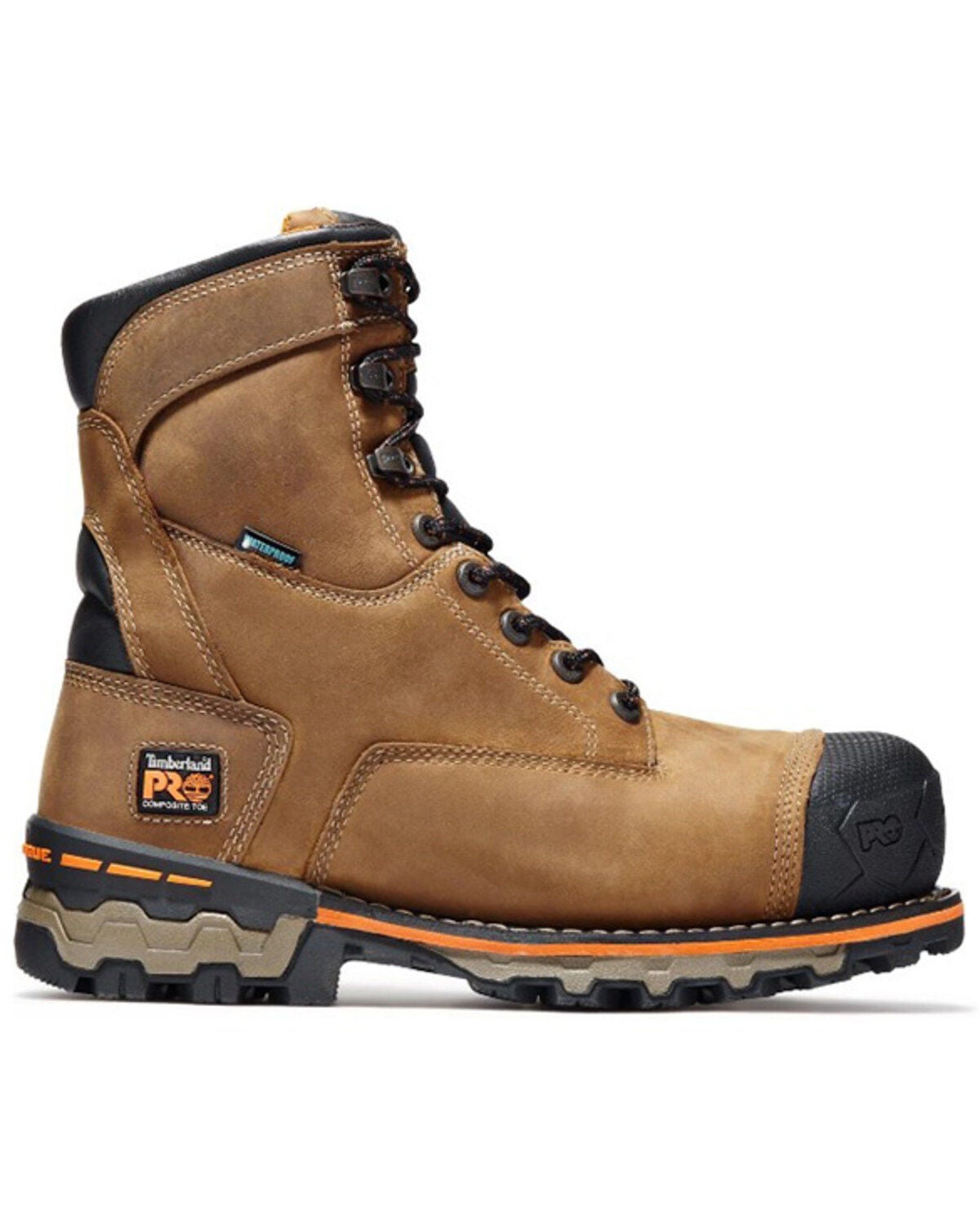 Image #2 - Timberland Men's 8" Boondock Waterproof Work Boots - Composite Toe, Brown, hi-res