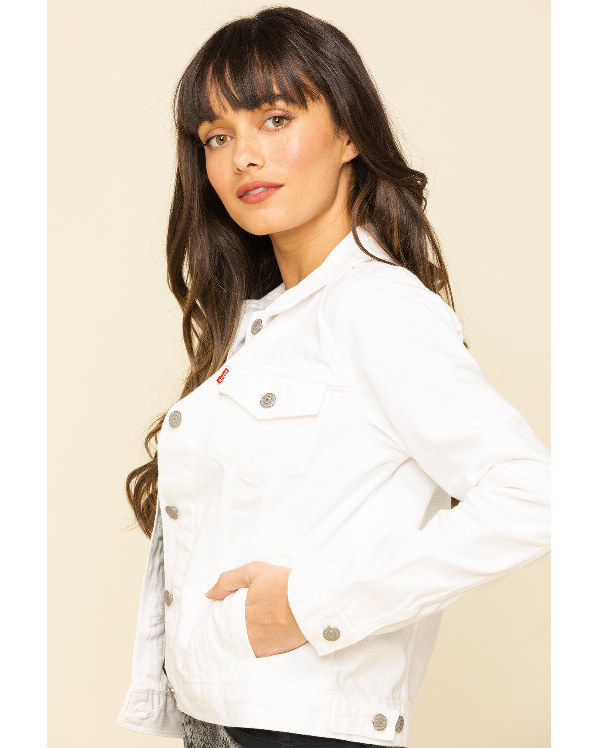 levi's white denim jacket womens