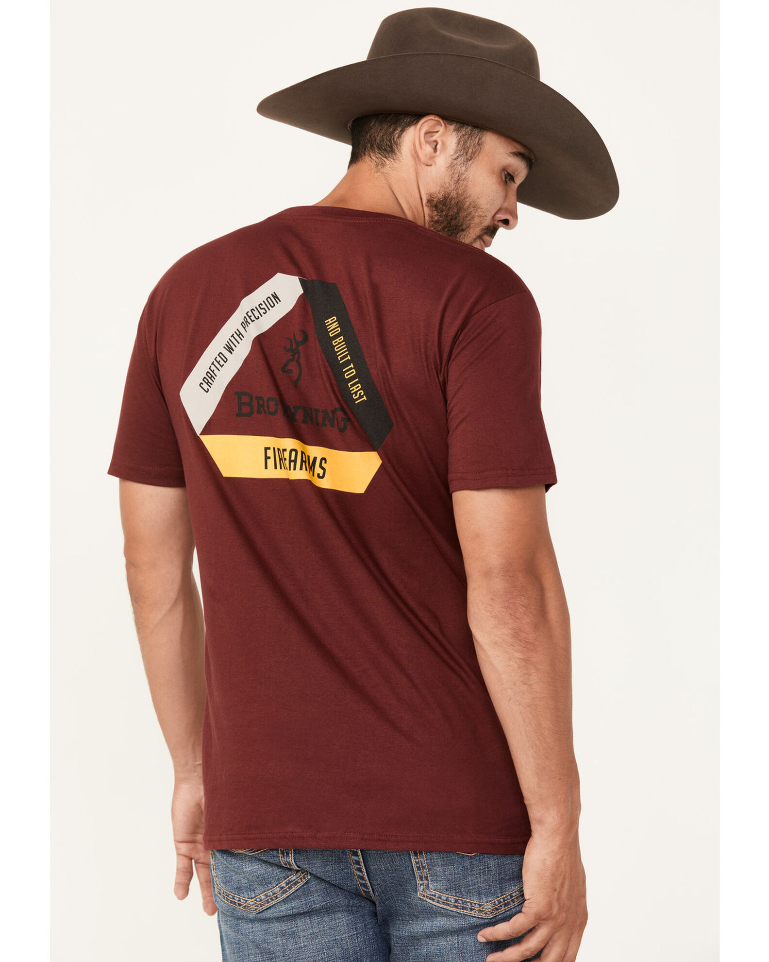 Image #4 - Browning Men's Built To Last Short Sleeve Graphic T-Shirt, Maroon, hi-res