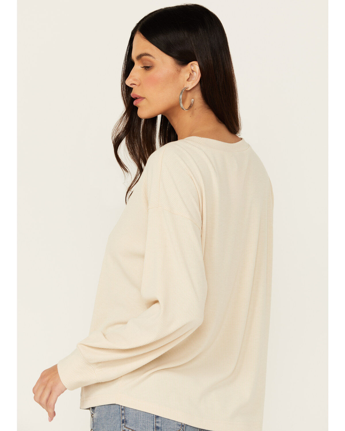 Image #4 - Cruel Girl Women's Long Sleeve Knit Top, Cream, hi-res