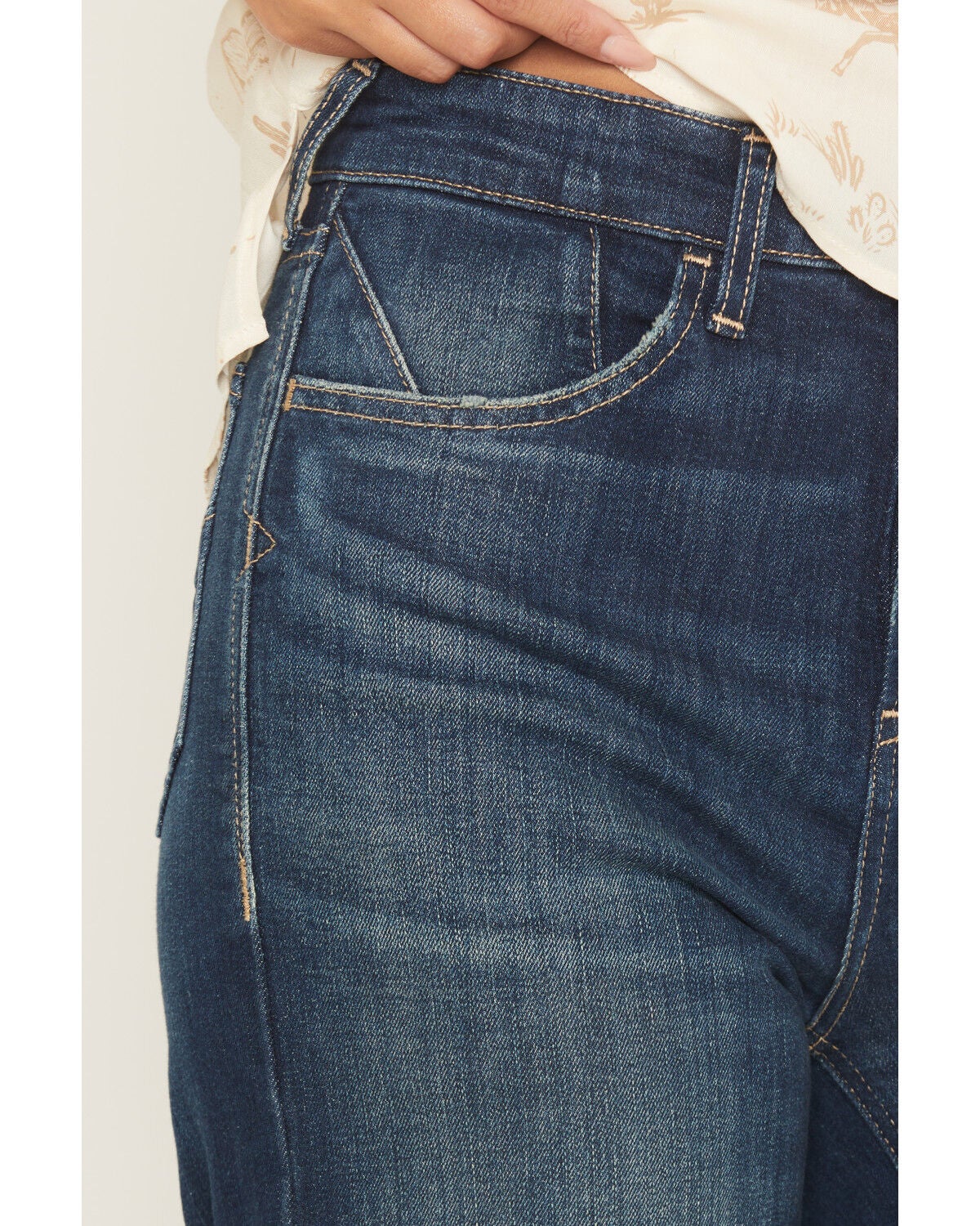 Image #2 - Ariat Women's Penelope Dark Wash Ultra High Rise Wide Stretch Denim Jeans, Medium Wash, hi-res