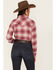 Cumberland Outfitters Women's Plaid Print Long Sleeve Snap Western Flannel Shirt, Rust Copper, hi-res