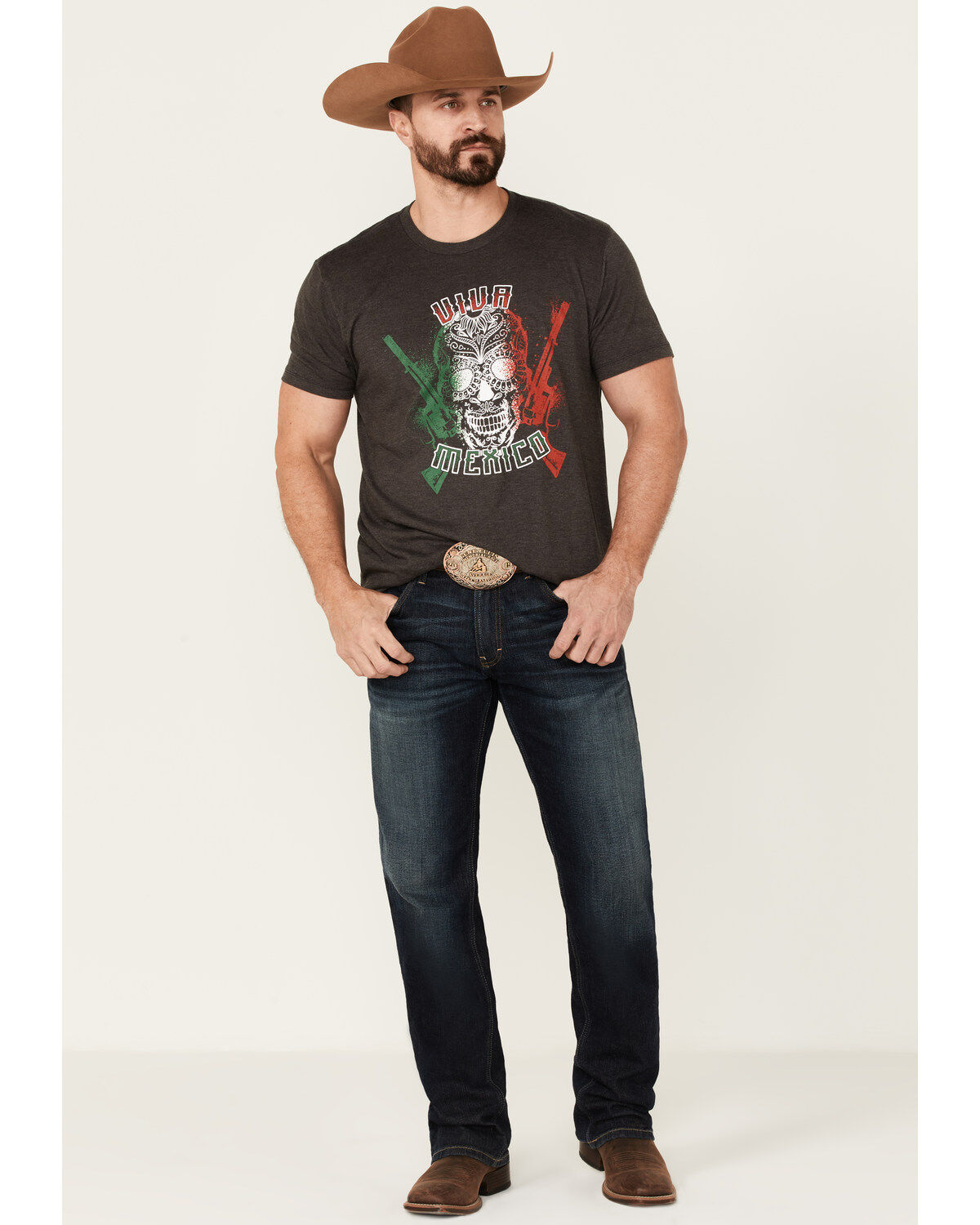 Image #2 - Cody James Men's Viva Mexico Muertos Skull Graphic Short Sleeve T-Shirt, Black, hi-res