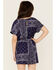 Hayden Girls' Bandana Print Romper, Blue, hi-res