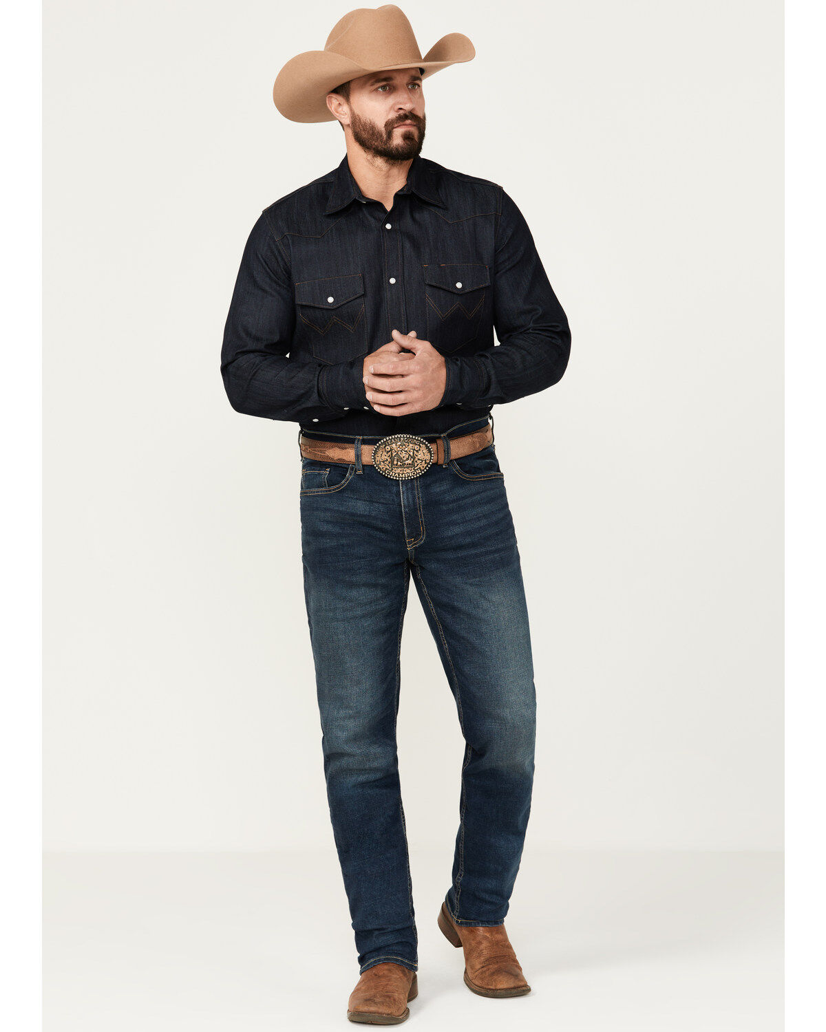 Image #1 - DEVIL-DOG Dungarees Men's Burke Vintage Medium Wash Athletic Fit Performance Stretch Denim Jeans, Medium Wash, hi-res