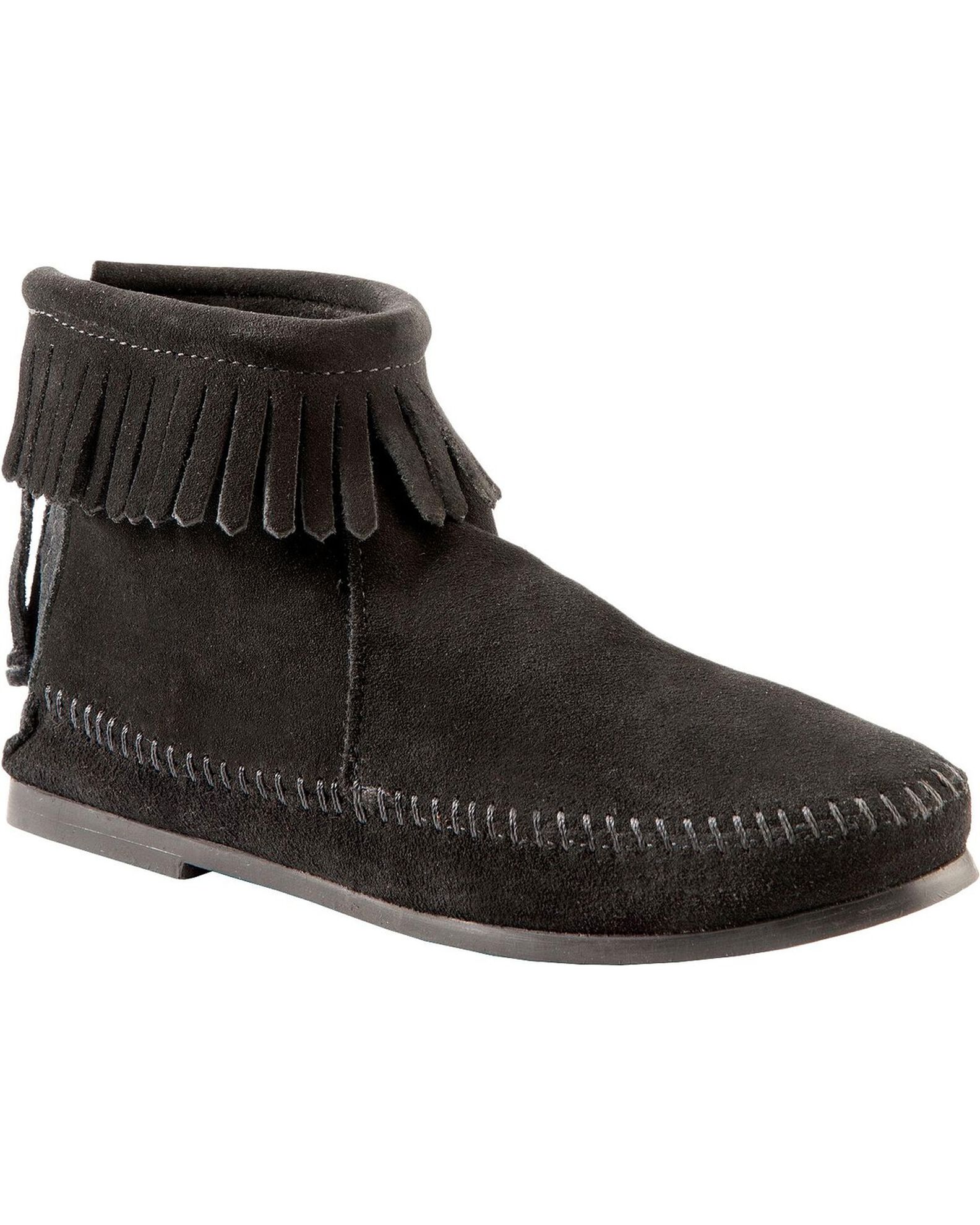 Women's Minnetonka Suede Back Zipper Moccasin Boots