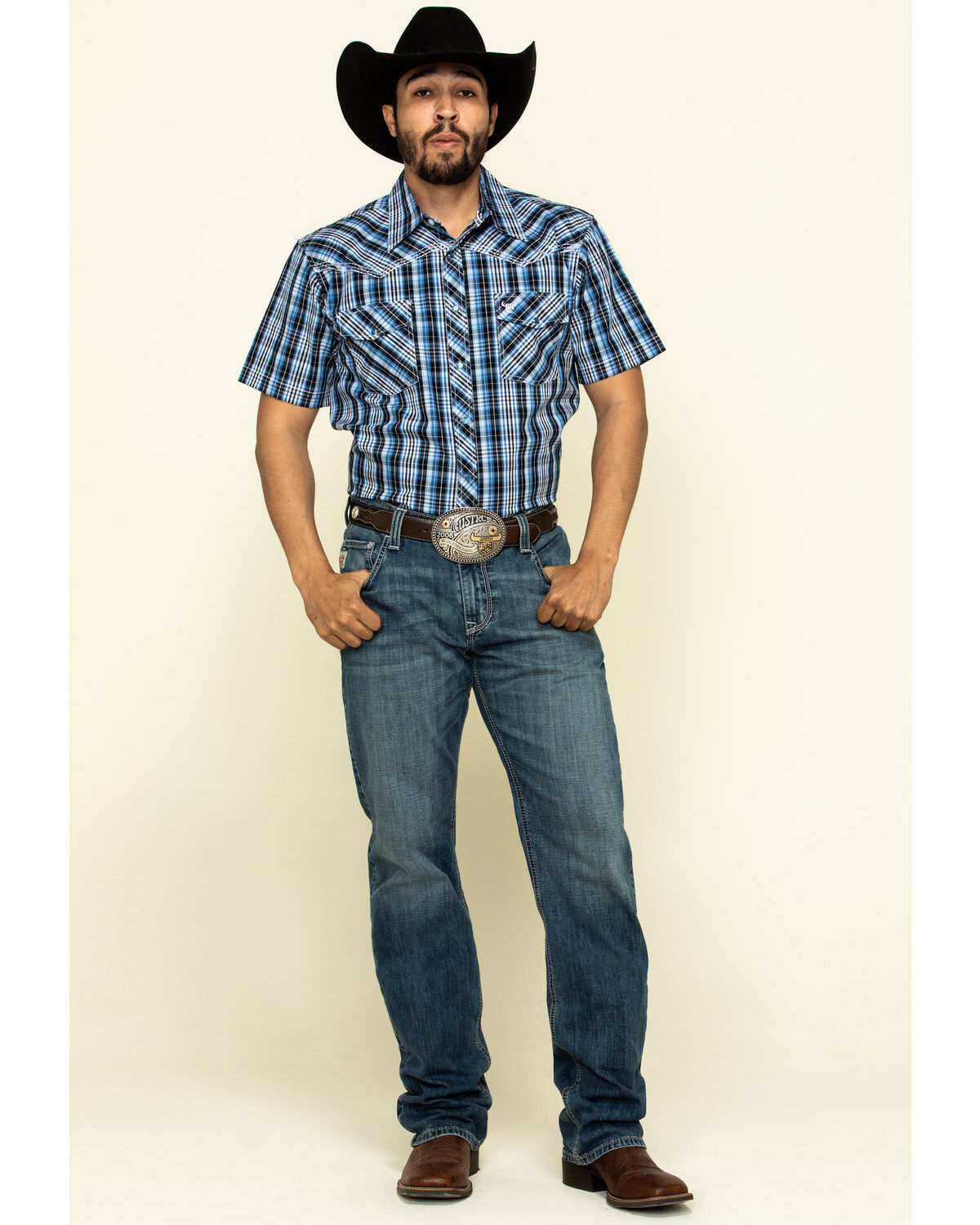 Image #6 - Cowboy Hardware Men's Heeler Plaid Short Sleeve Western Shirt, , hi-res