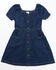 Sugar California Toddler Girls' Denim Cap Sleeve Button-Down Dress, Blue/white, hi-res