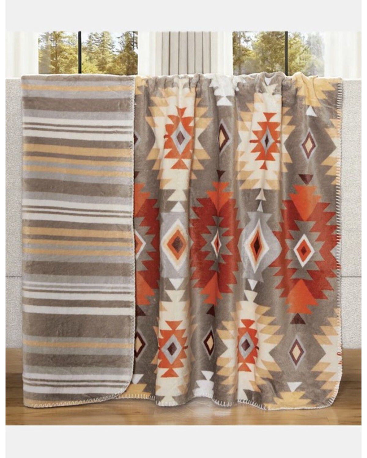 Image #1 - Carstens Home Wrangler Canyon Rock Reversible Plush Throw Blanket, Multi, hi-res